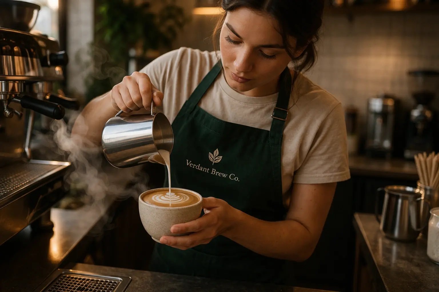 Carefully Pouring Coffee