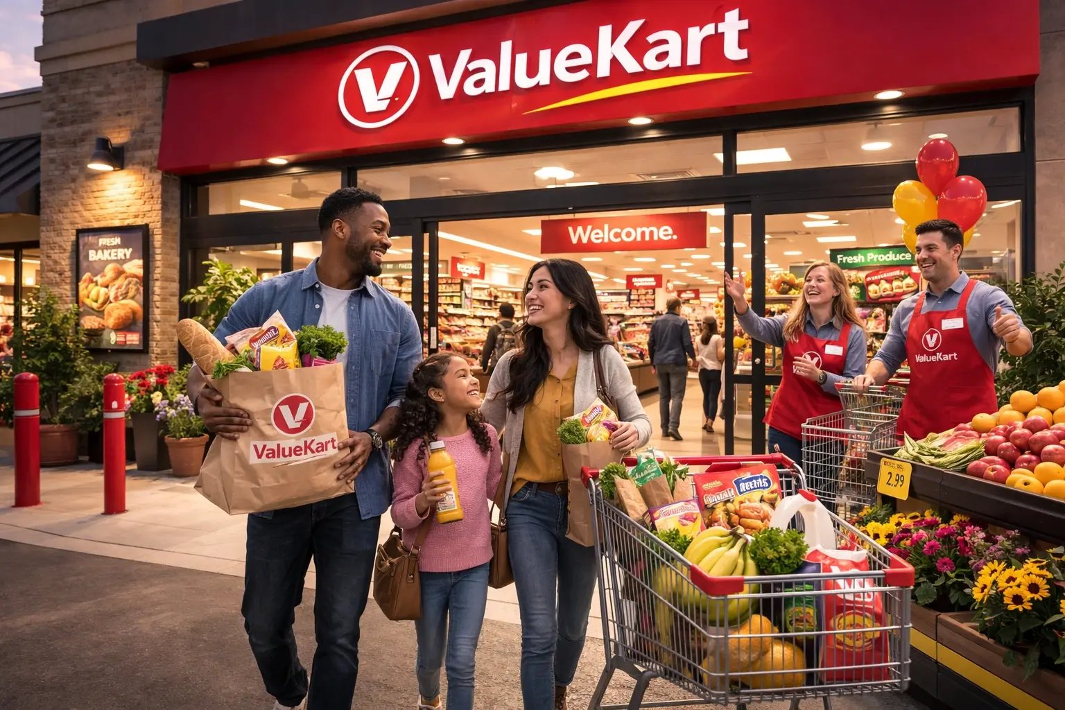 Family leaving the store.