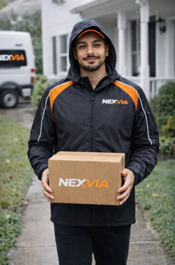 Fed Ex Uniform man walking with box