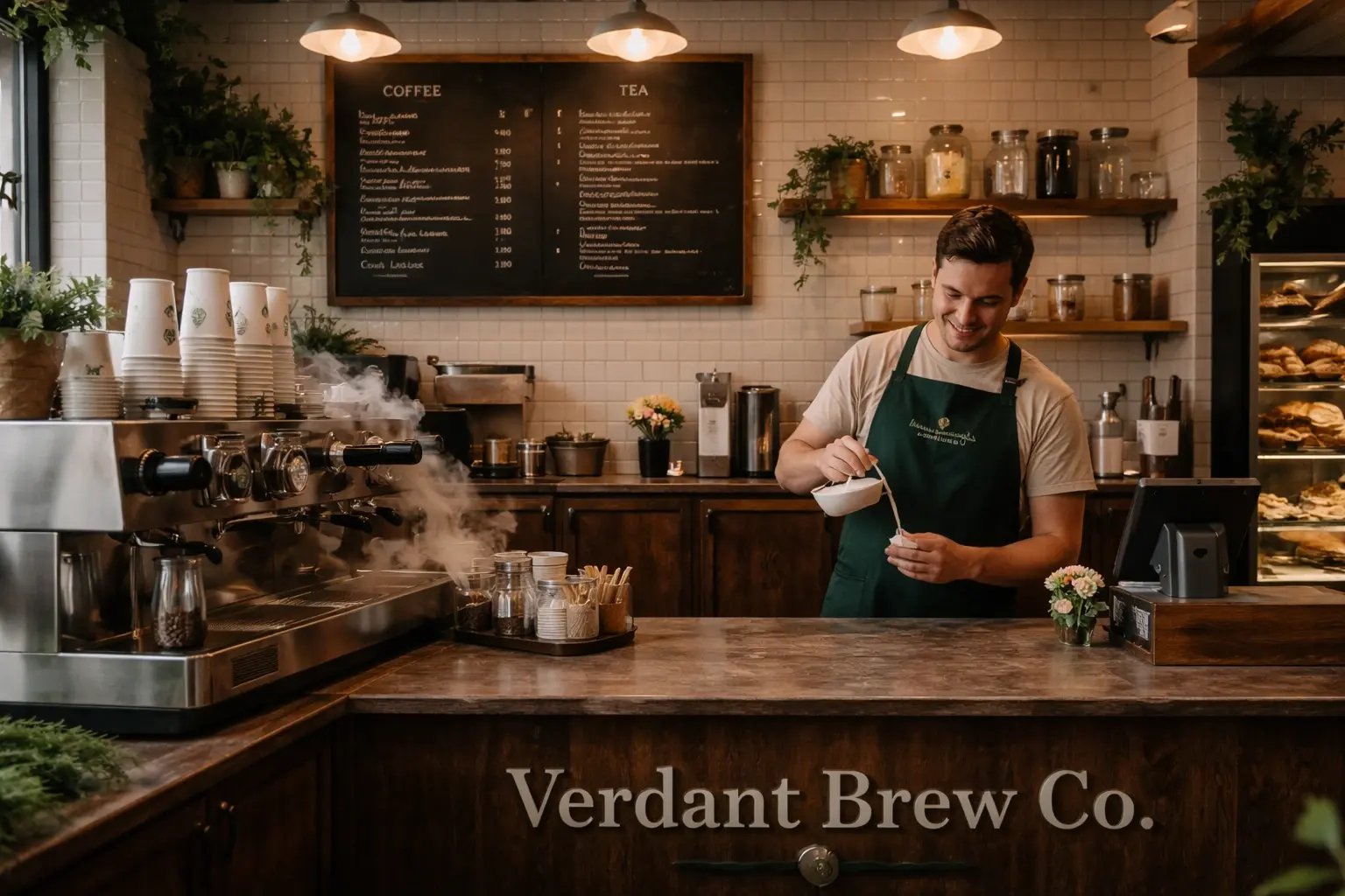 Pouring at the Coffee Shop